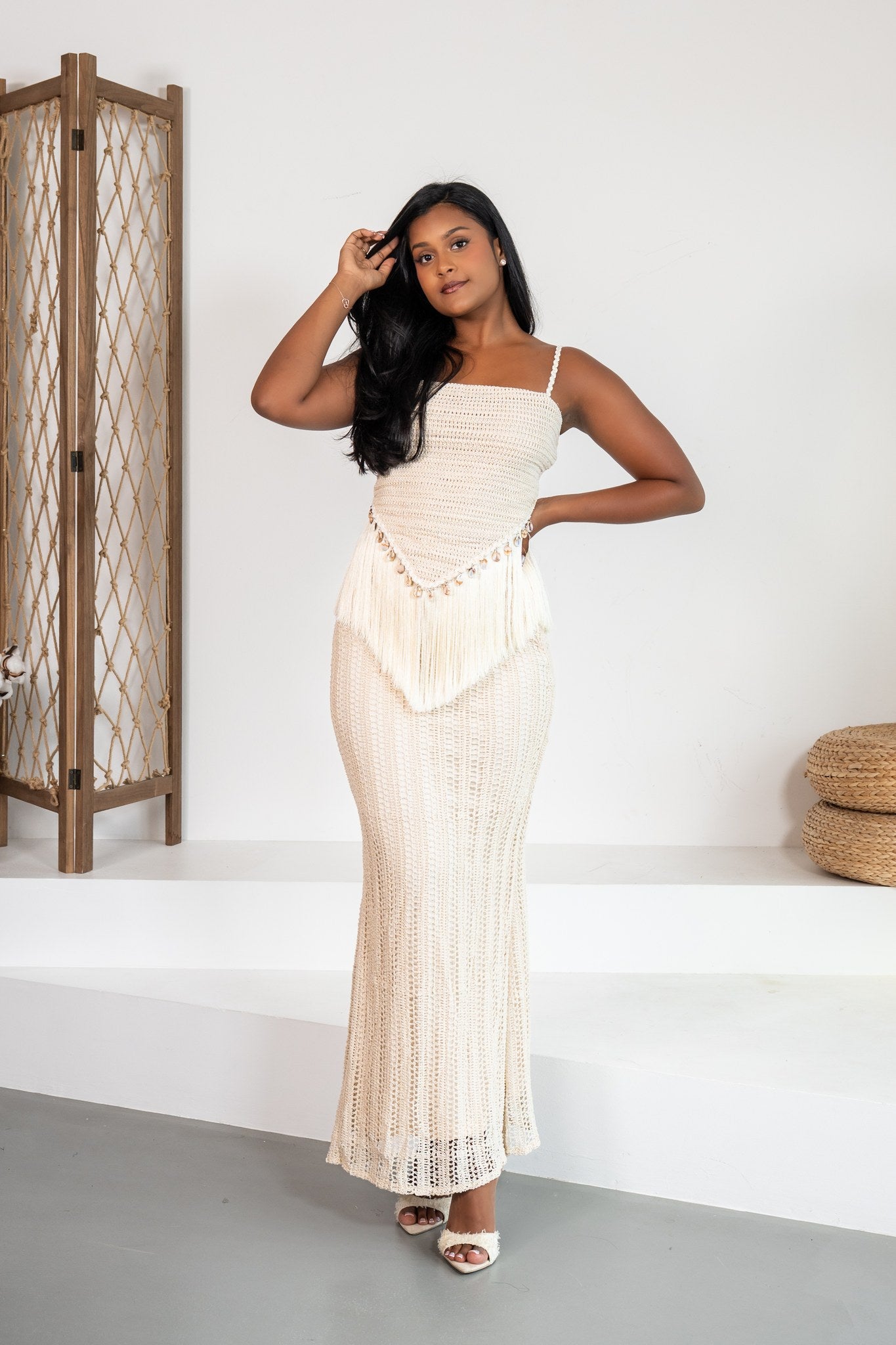 Marfil - Ensemble jupe en crochet ivoire - photo 1