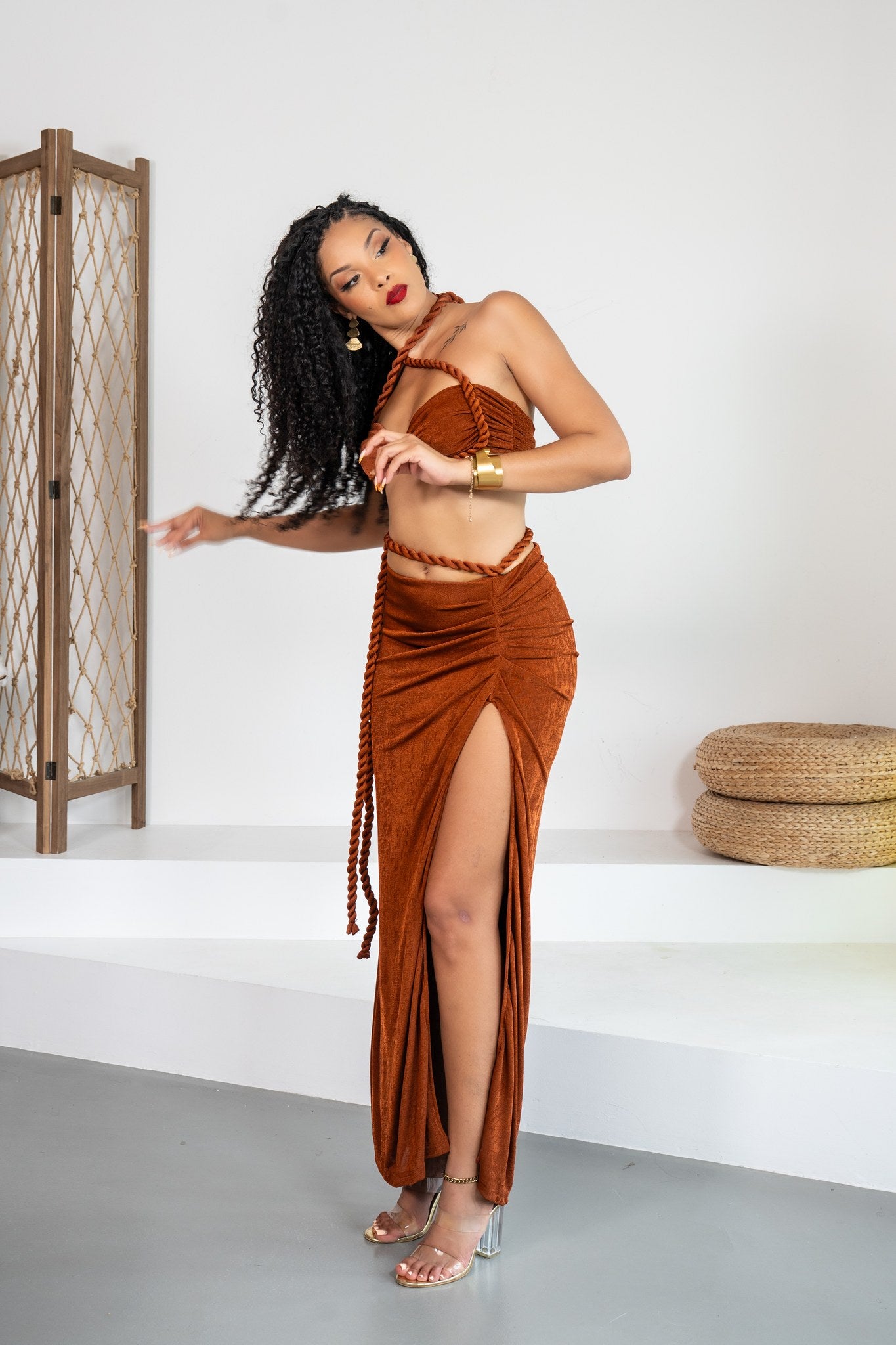 Moka - Ensemble jupe marron