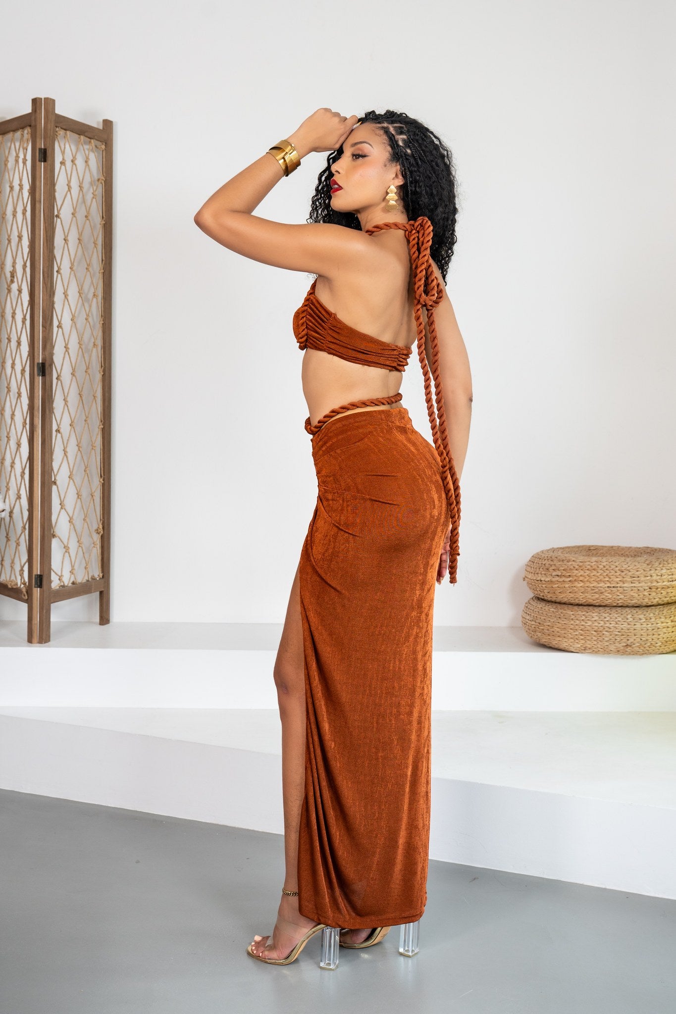 Moka - Ensemble jupe marron