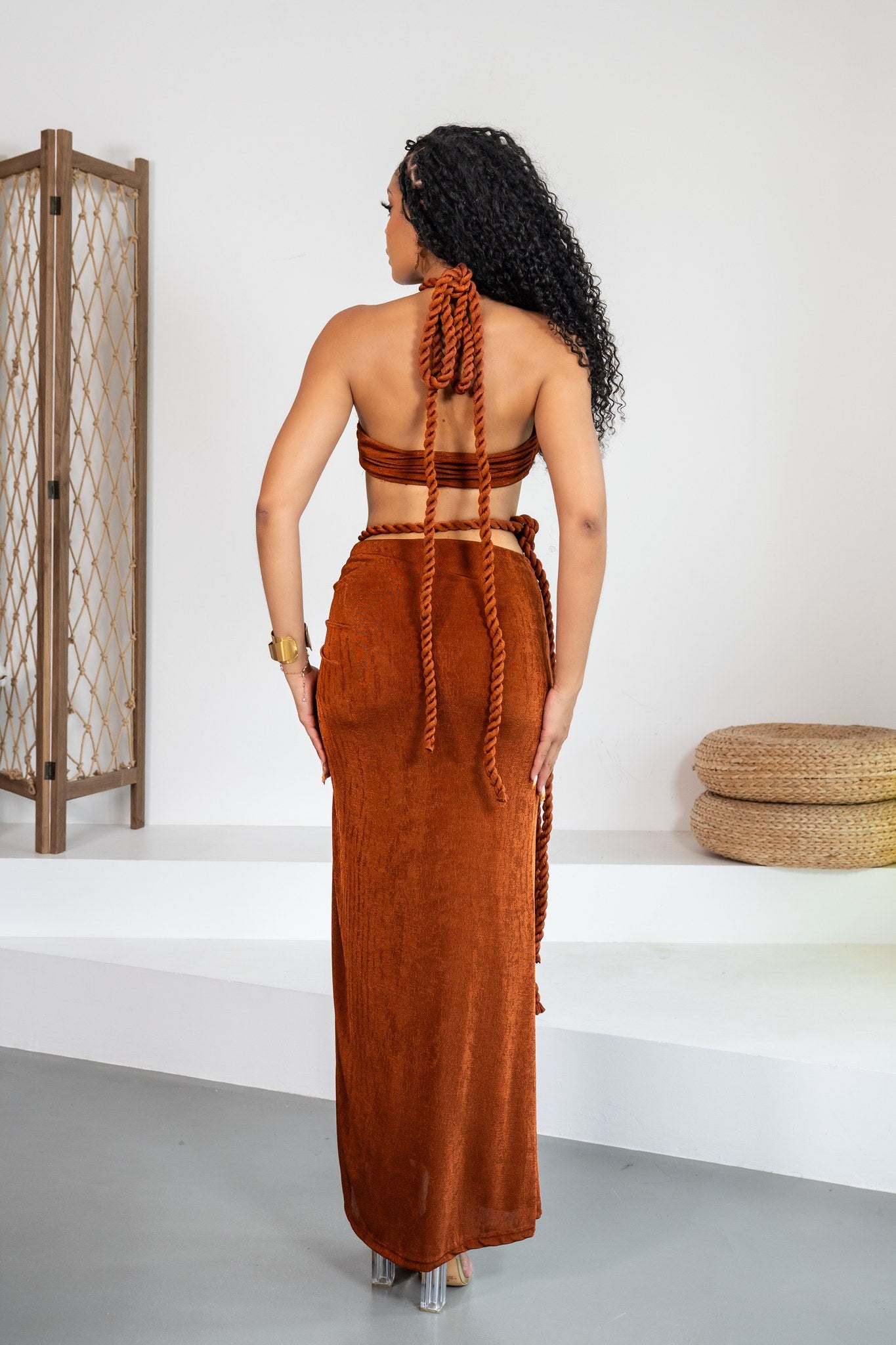 Moka - Ensemble jupe marron