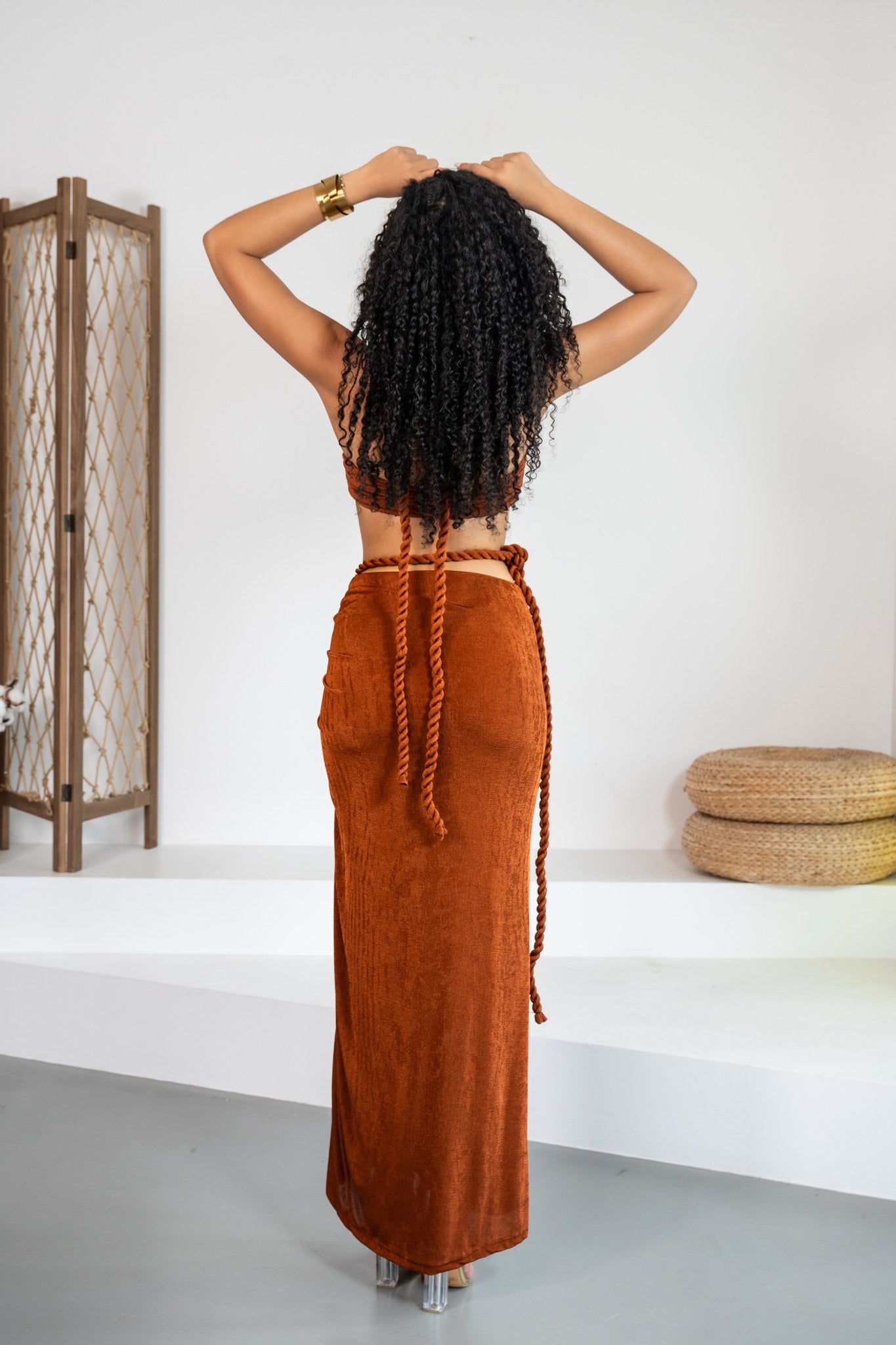 Moka - Ensemble jupe marron