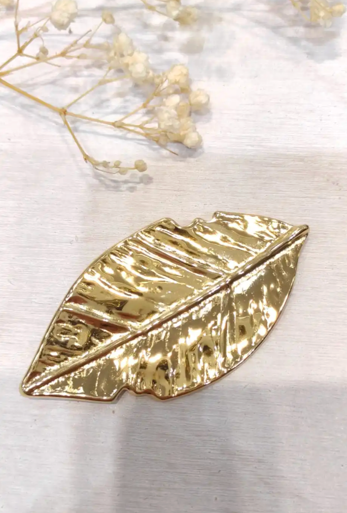 Otoño - Broche feuille dorée