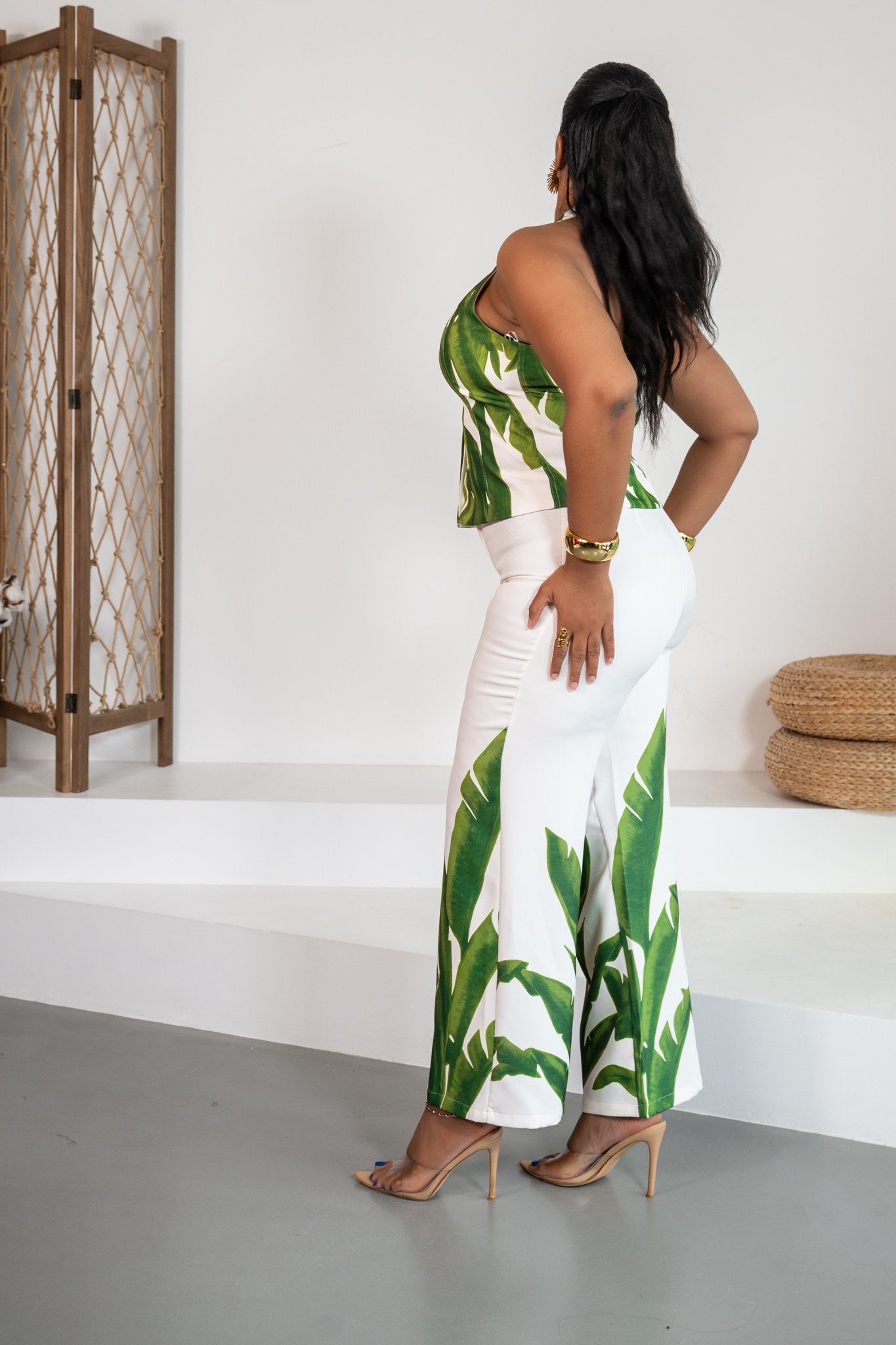 Palmera - Ensemble pantalon feuillage vert