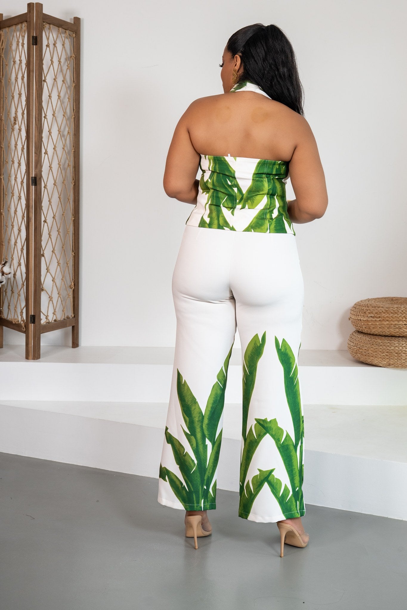 Palmera - Ensemble pantalon feuillage vert