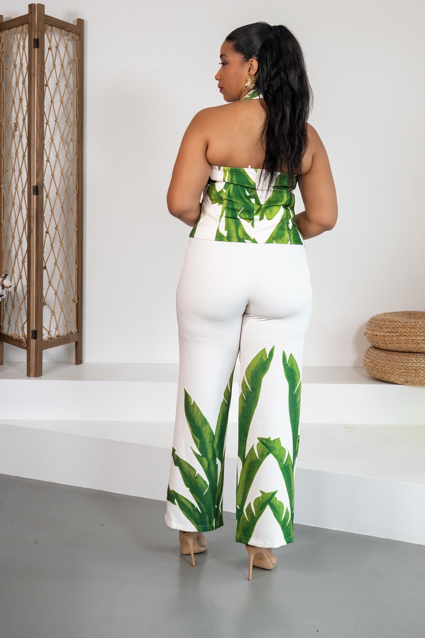 Palmera - Ensemble pantalon feuillage vert