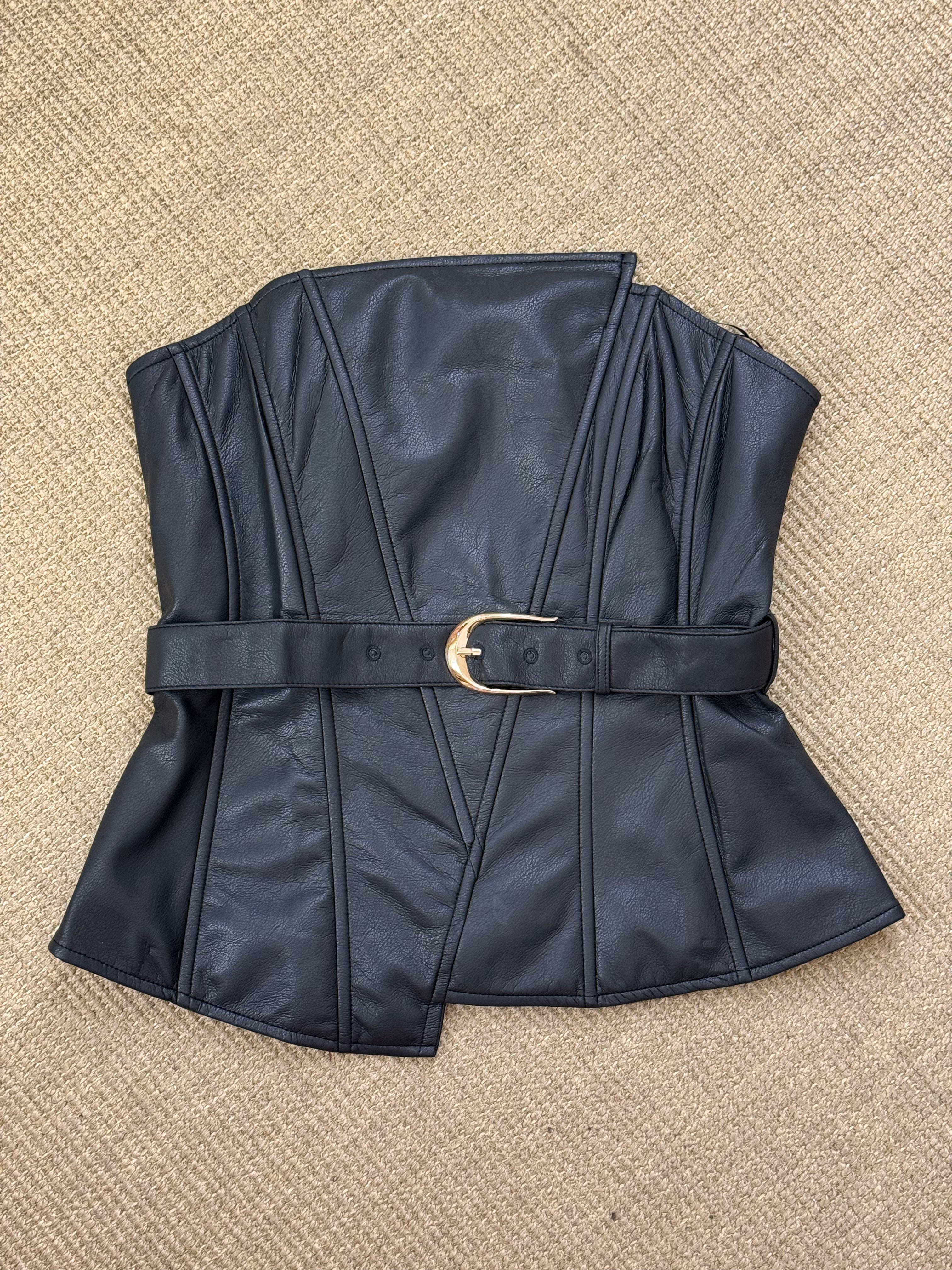 Torera - Bustier corset ceinturé en simili cuir