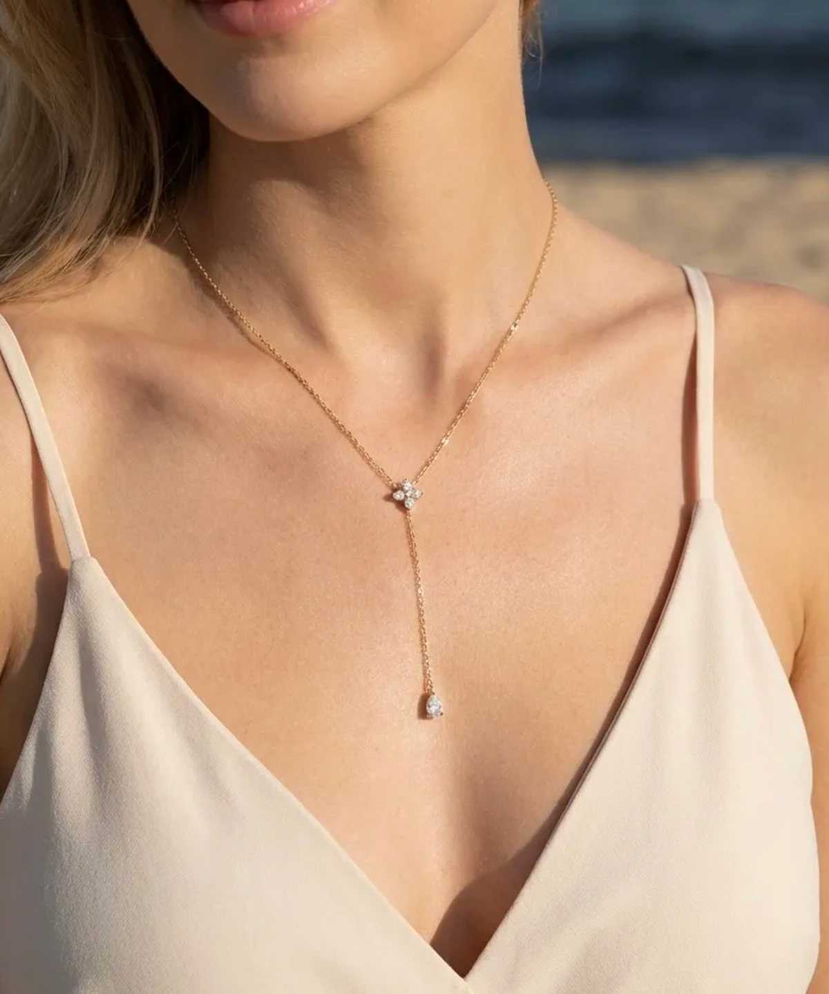 Trébol - Collier cravate à trèfle de cristaux
