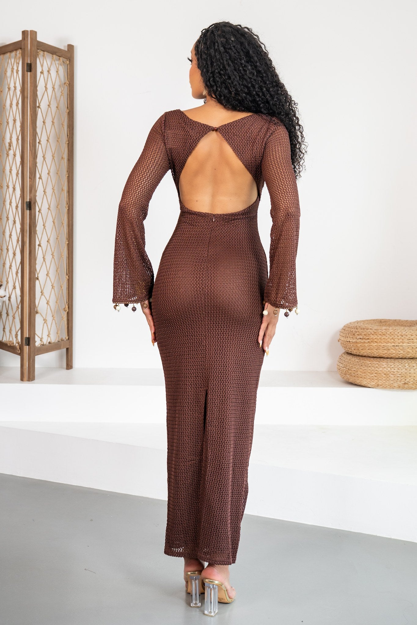 Trufa - Robe longue maille chocolat