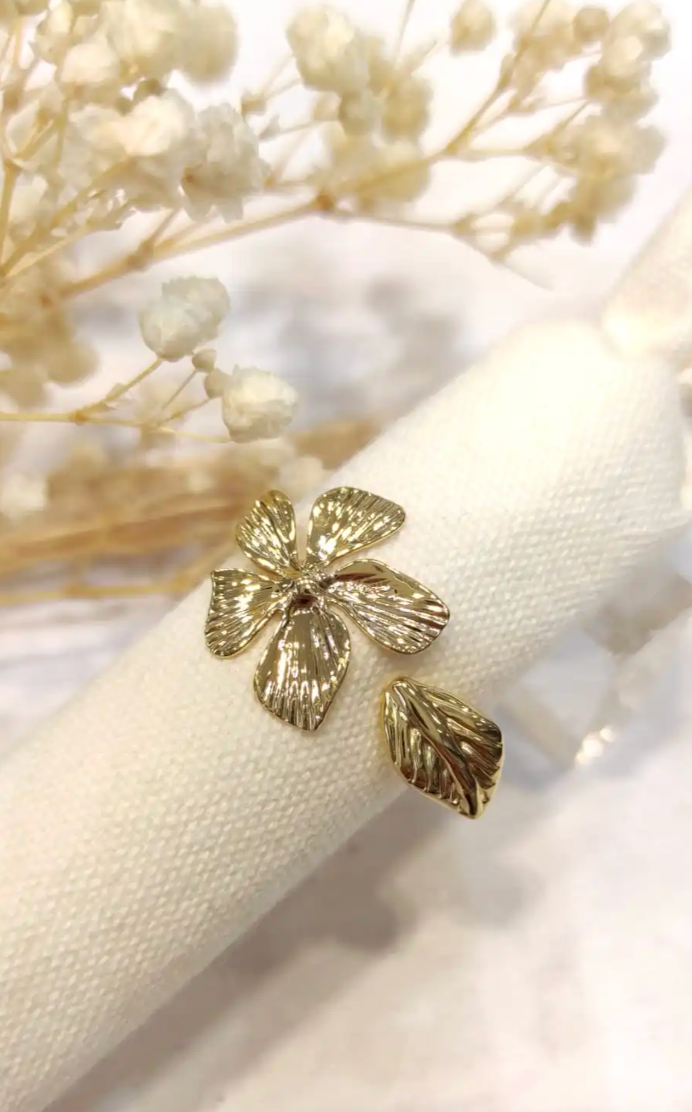 Verbena - Bague ouverte fleur dorée